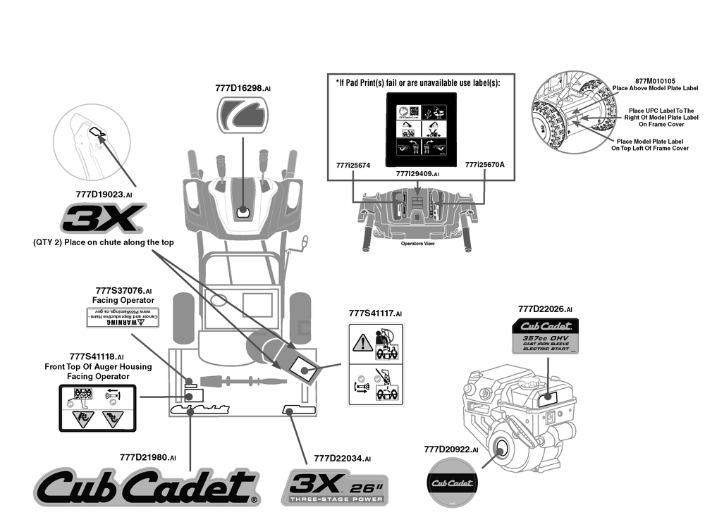 Label Map Diagram and Parts List for 3X26-INCH (31AH5DVA756)(2021) Cub Cadet Snow Blower